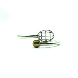 Sterling Silver Tennis Racket Hinged Bracelet